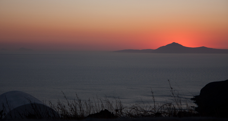 Sunset behind Santorini