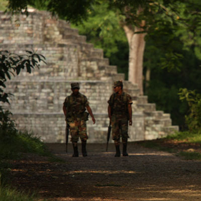 soldiers at copan