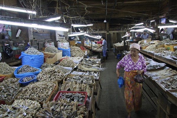 Dry fish market in Medan