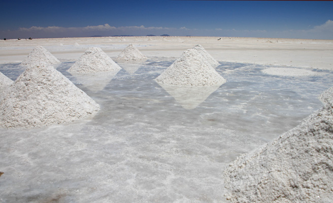 Drying salt in Salar de Uyuni